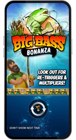 Big Bass Bonanza bonus features intro screen with re-triggers and multipliers