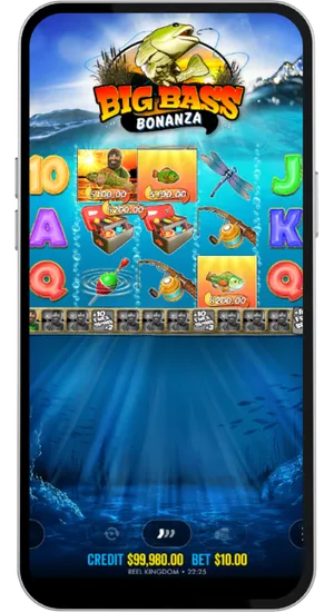 Big Bass Bonanza free spins round with fisherman wild collecting money symbols
