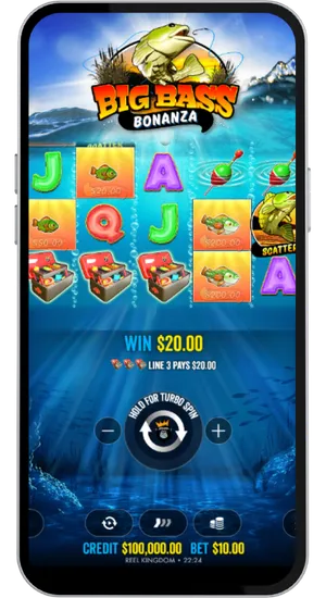 Big Bass Bonanza winning payline with fish money symbols on the reels