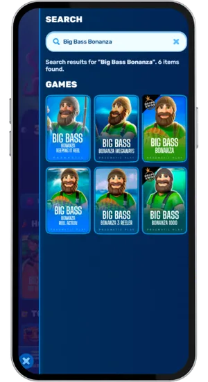 Finding and launching Big Bass Bonanza slot in the casino lobby