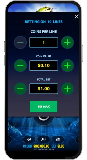 Selecting bet size between £0.10 and £250 in Big Bass Bonanza slot